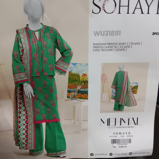 SOHAYE 3-Piece Khaddar Dres